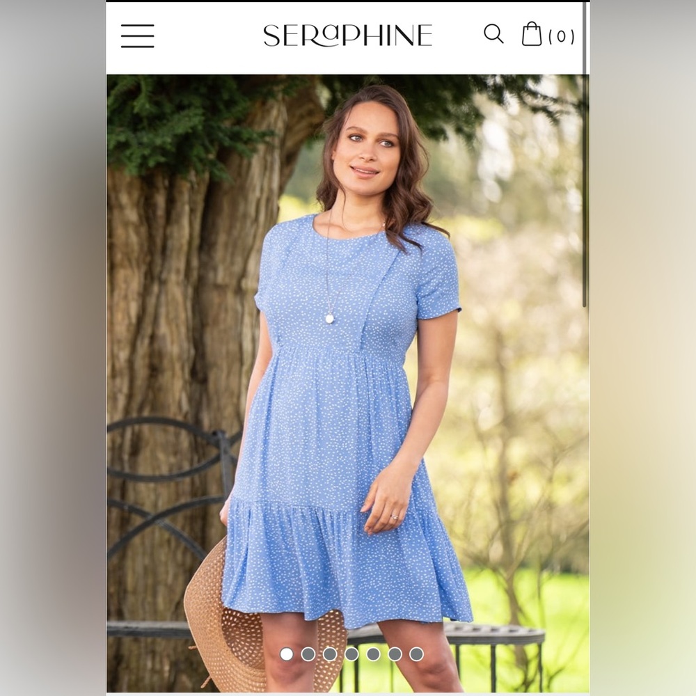 Seraphine Blue dot maternity & nursing dress US 4